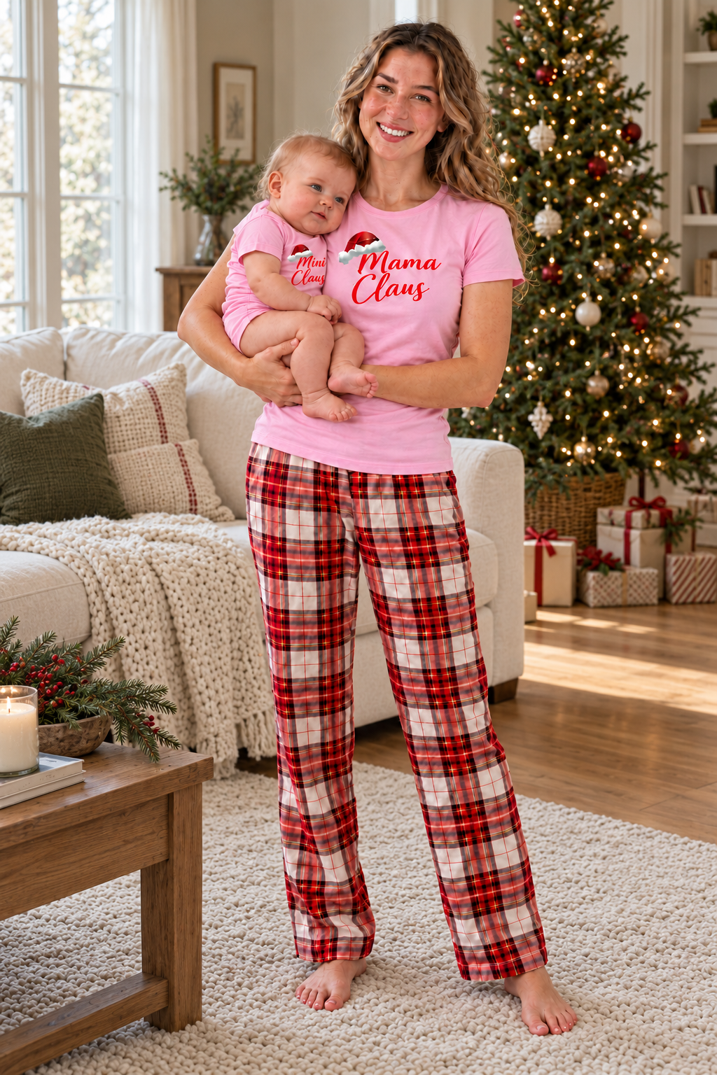 Christmas Plaid Women's Pajama Pants — Mama Claus and Mini Claus